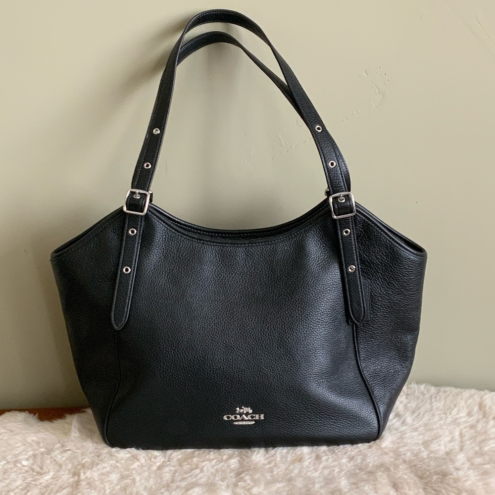 Coach Black Pebbled meadow Leather Double-Strap Tote